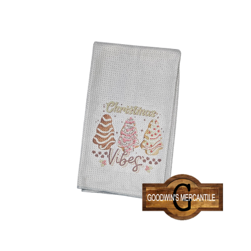 CHRISTMAS VIBES PRINTED TEA TOWEL