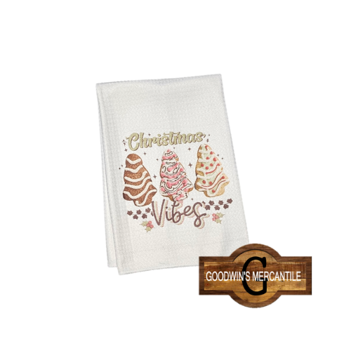 CHRISTMAS VIBES PRINTED TEA TOWEL