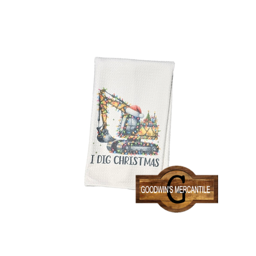 I DIG CHRISTMAS PRINTED TEA TOWEL
