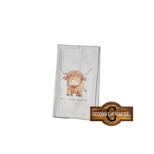 NOT TODAY HEIFER SASSY HIGHLAND COW PRINTED TEA TOWEL