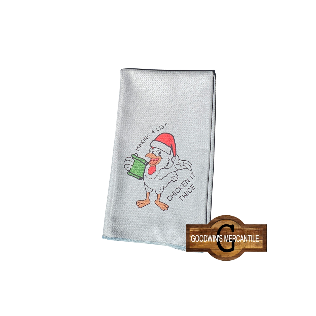 CHICKEN IT TWICE PRINTED TEA TOWEL