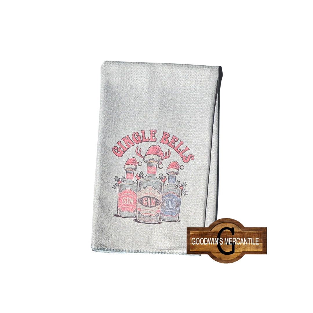 GINGLE BELLS JINGLE BELLS PRINTED TEA TOWEL