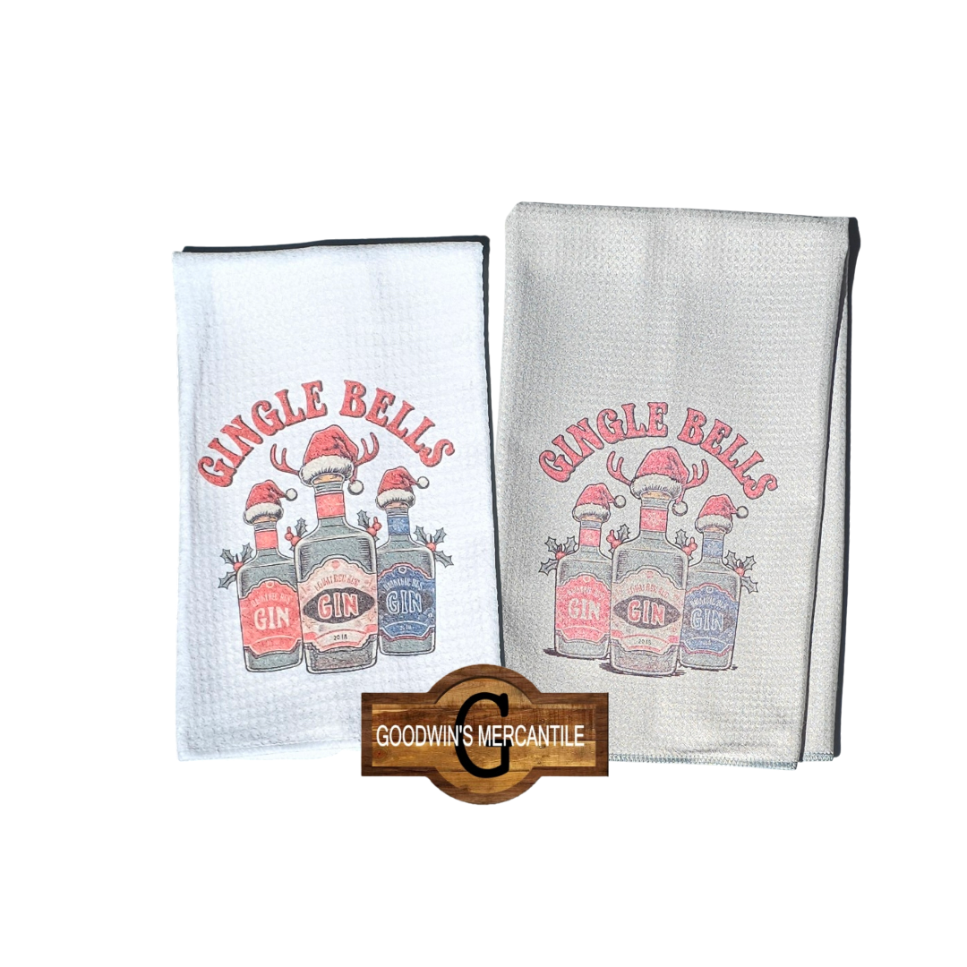 GINGLE BELLS JINGLE BELLS PRINTED TEA TOWEL