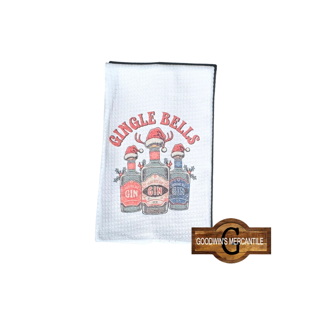 GINGLE BELLS JINGLE BELLS PRINTED TEA TOWEL