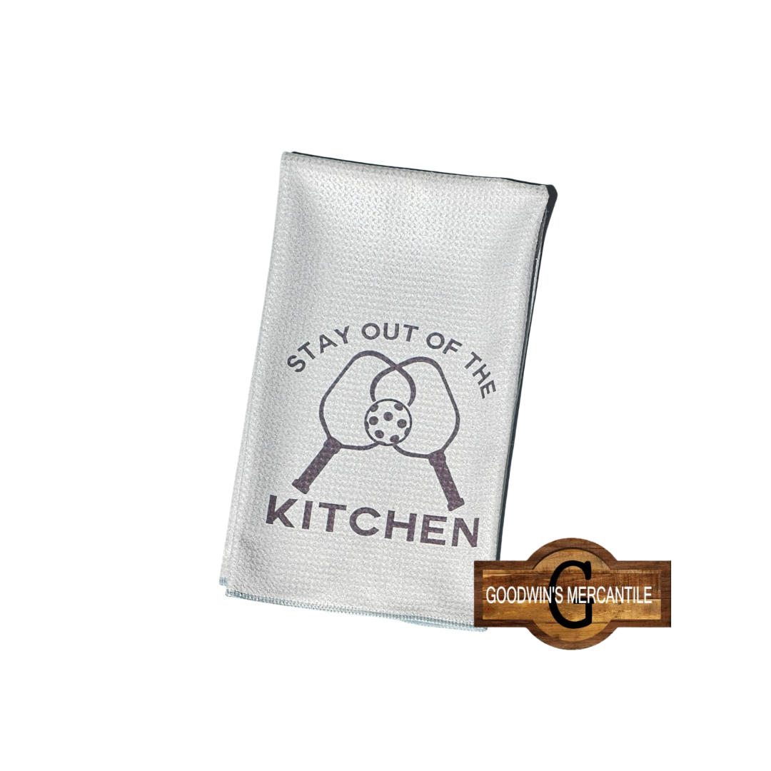 STAY OUT OF THE KITCHEN PRINTED TEA TOWEL