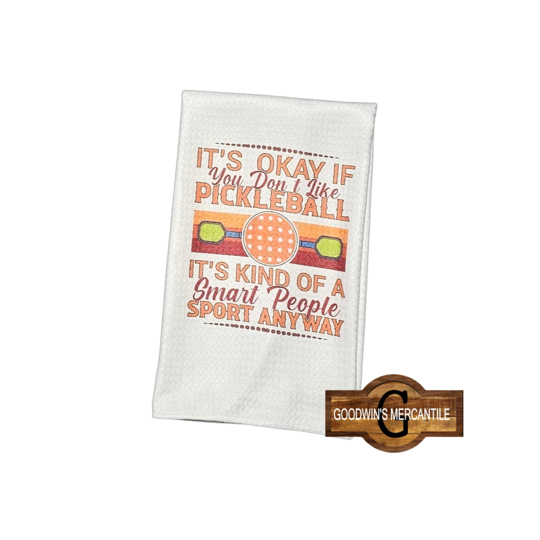 SMART PEOPLE PLAY PICKLEBALL PRINTED TEA TOWEL