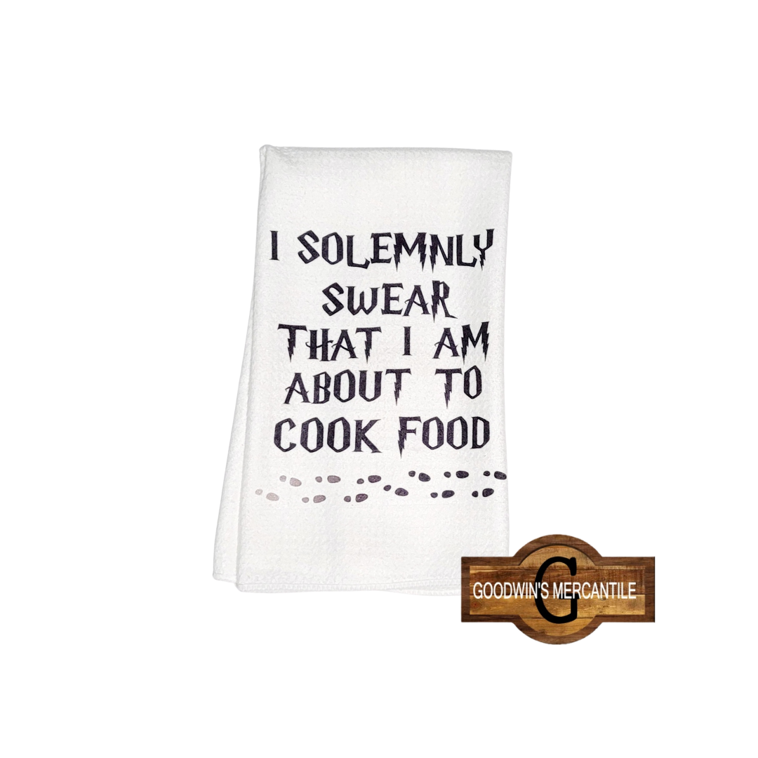 SOLEMNLY SWEAR PRINTED TEA TOWEL