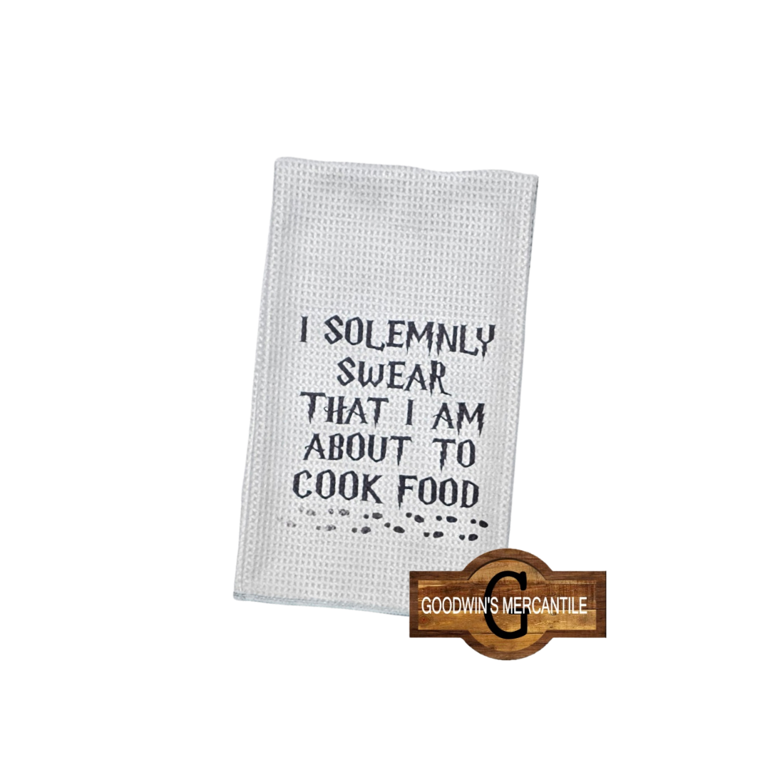 SOLEMNLY SWEAR PRINTED TEA TOWEL