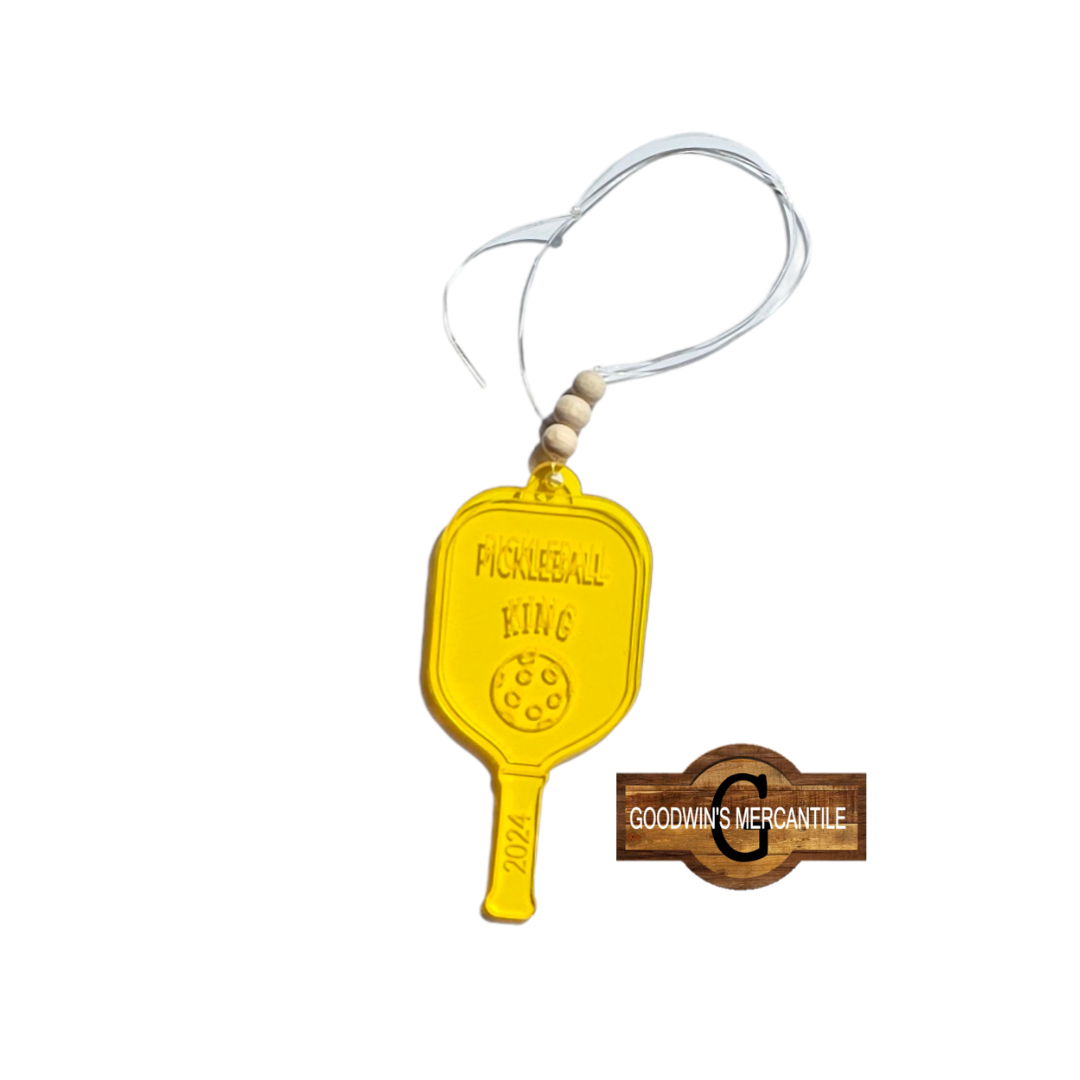 ACRYLIC PICKLEBALL TAG, CHARM, KEYCHAIN, OR ORNAMENT