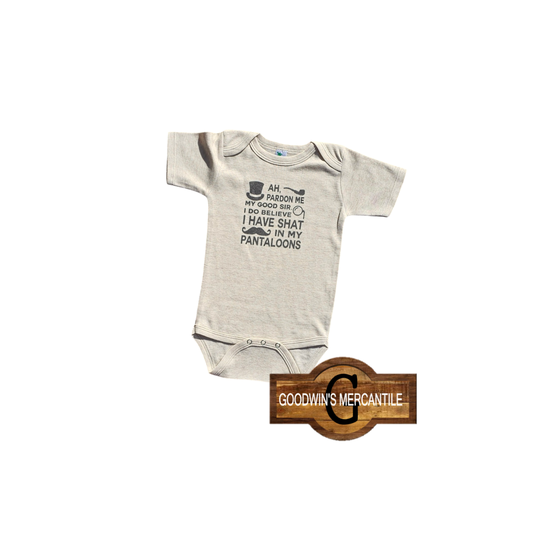 SHAT MY PANTALOONS 2 SIDED PRINTED BODYSUIT