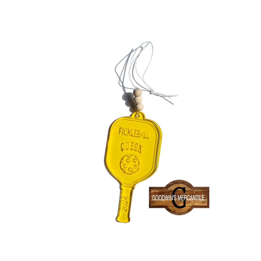 ACRYLIC PICKLEBALL TAG, CHARM, KEYCHAIN, OR ORNAMENT