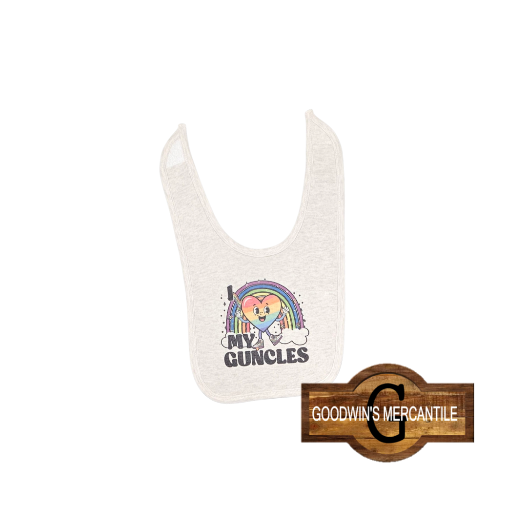 I LOVE MY GUNCLES AND AUNTS PRINTED BABY BIBS