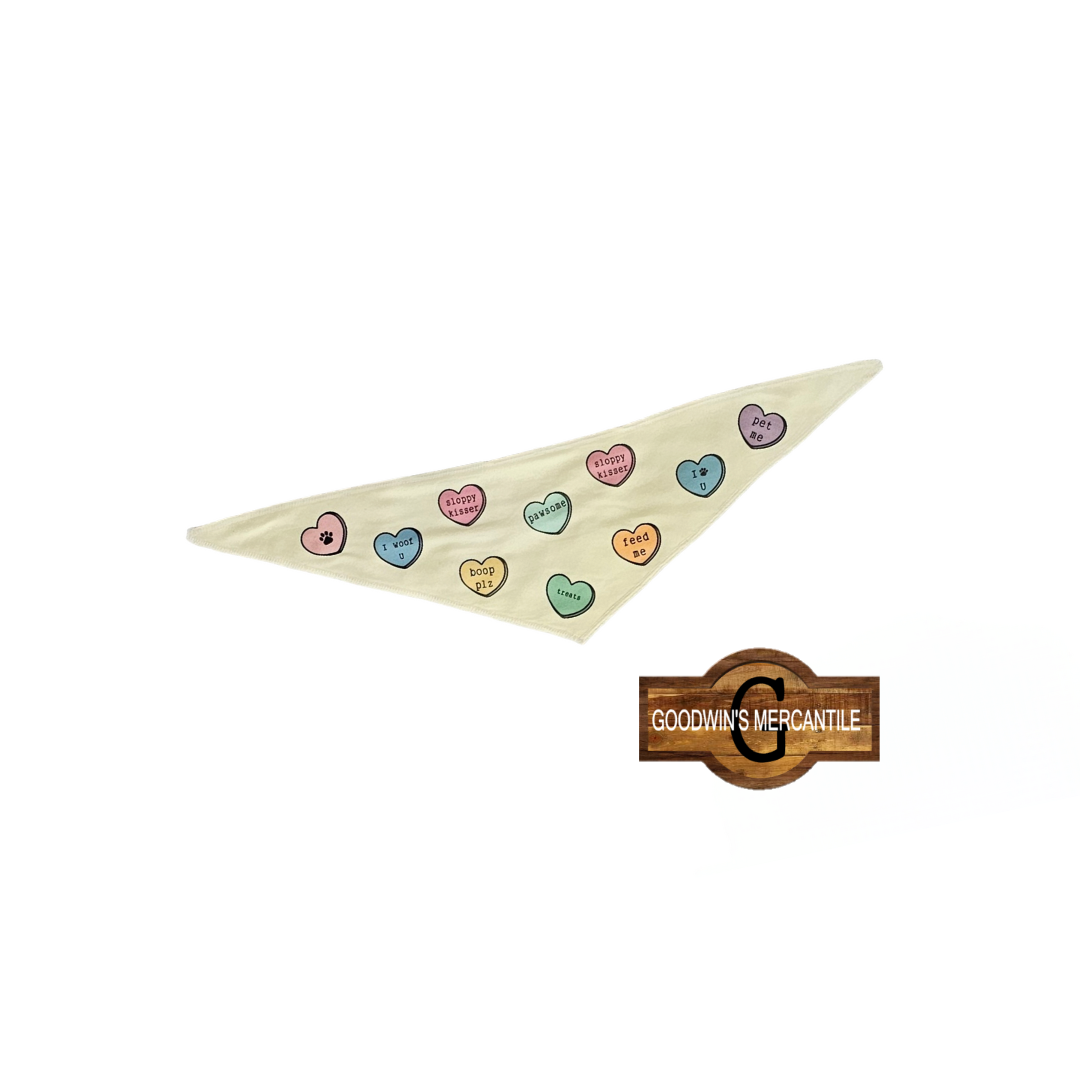 CANDY HEART DOG BANDANA-TIEABLE