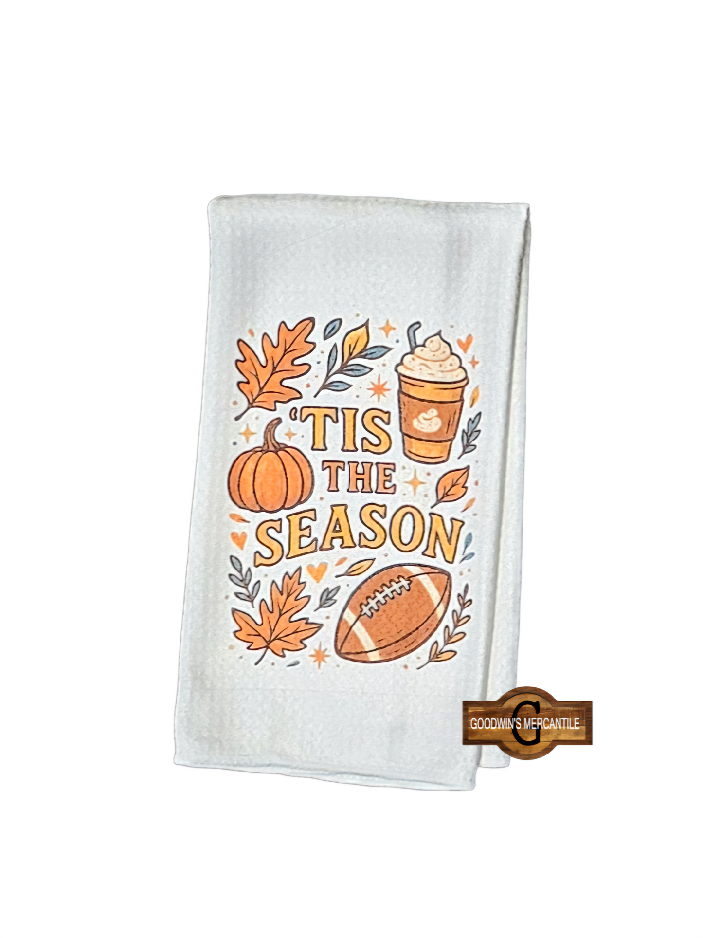 FALL FOOTBALL 'TIS THE SEASON PRINTED TEA TOWEL