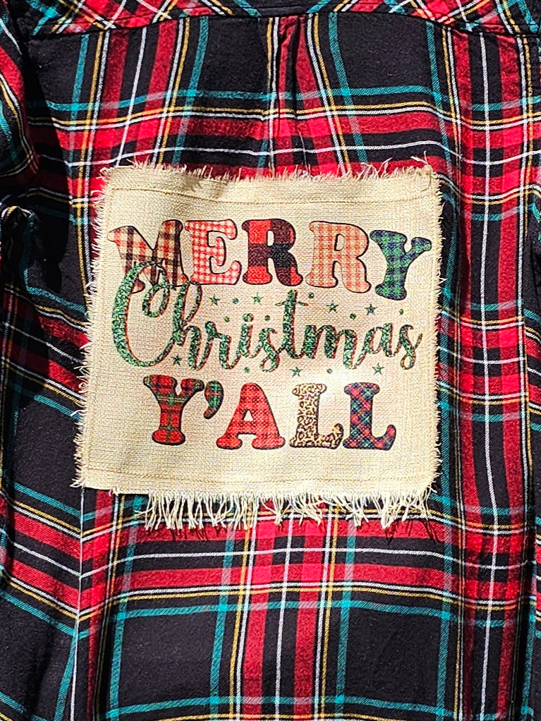 MERRY CHRISTMAS Y'ALL SHACKET SIZE MEDIUM