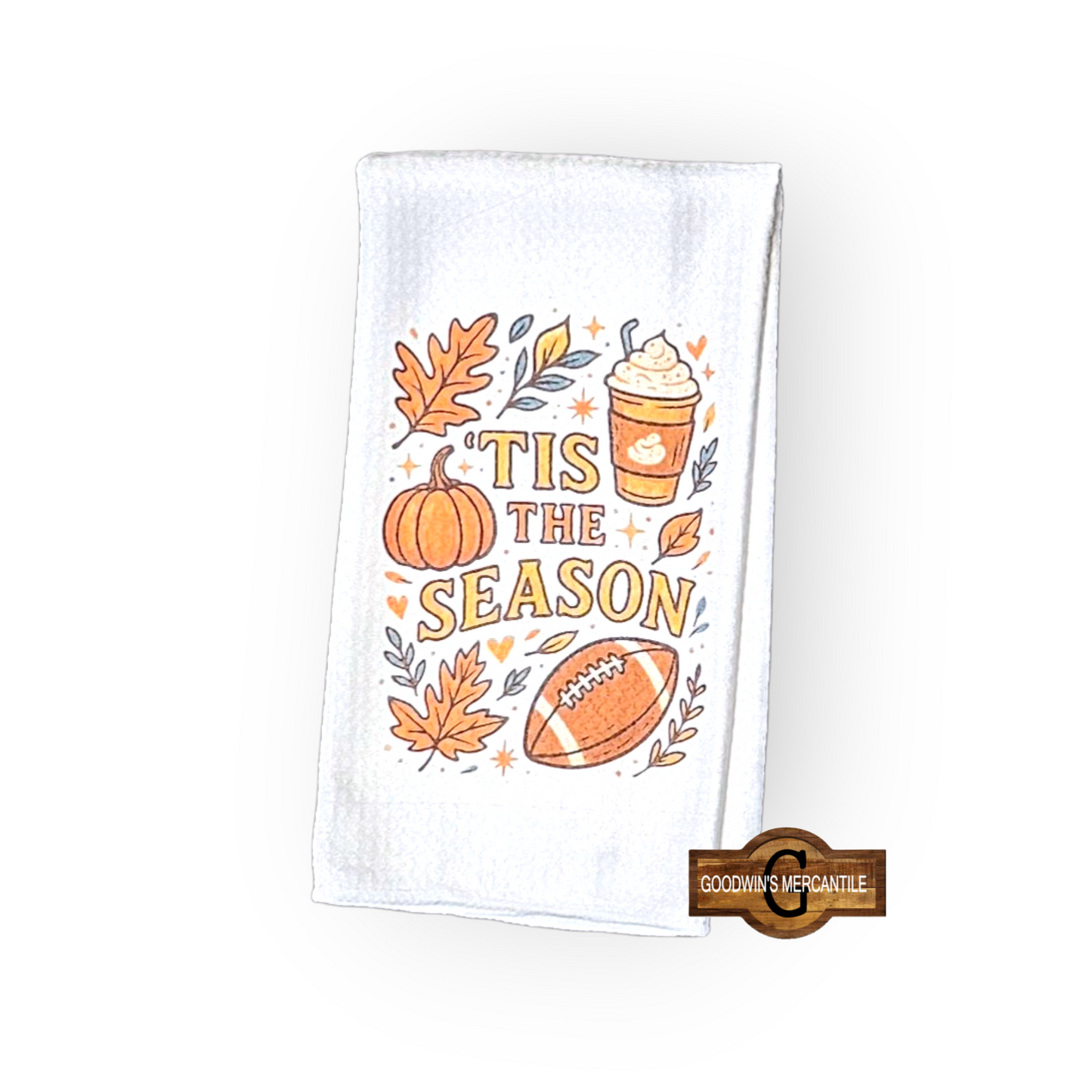 FALL FOOTBALL 'TIS THE SEASON PRINTED TEA TOWEL