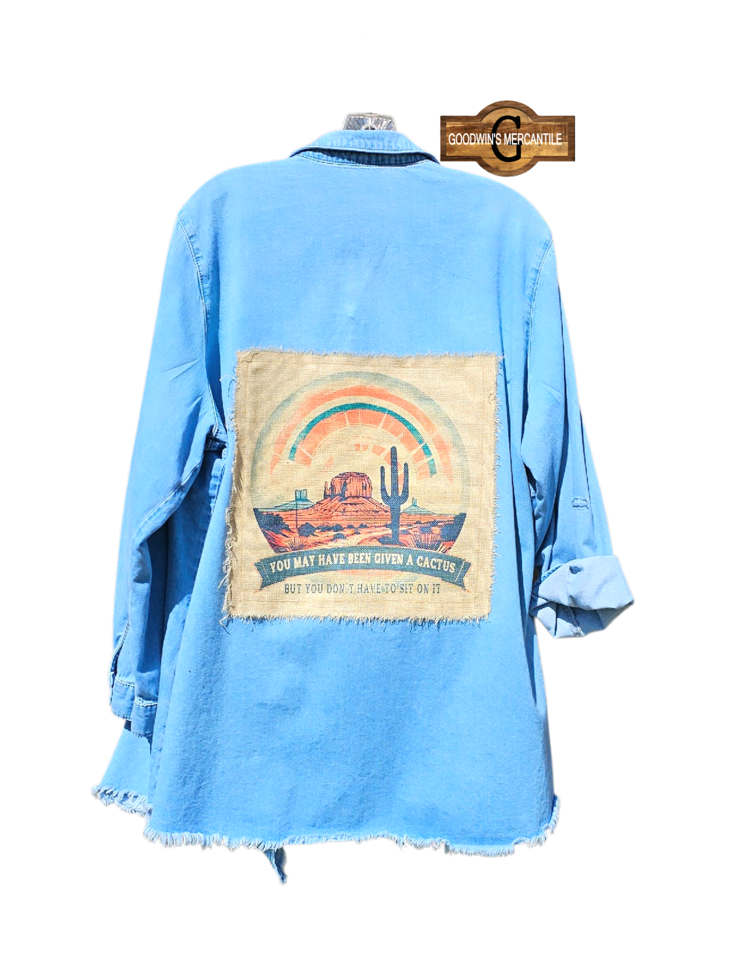 YOU MAY HAVE BEEN GIVEN A CACTUS DENIM SHACKET-SIZE 2XLARGE