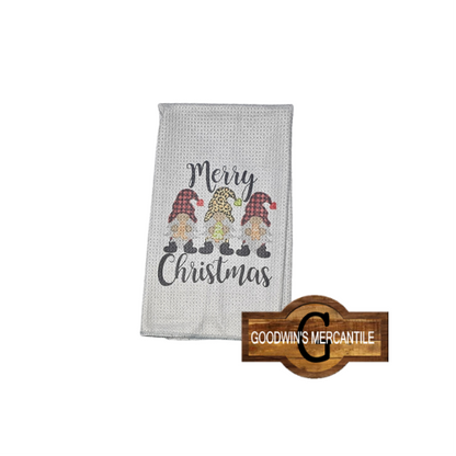 MERRY CHRISTMAS GNOME PRINTED TEA TOWEL