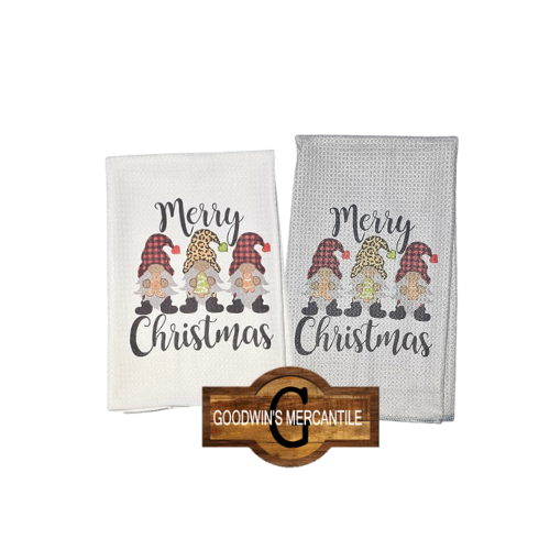 MERRY CHRISTMAS GNOME PRINTED TEA TOWEL