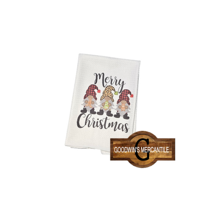 MERRY CHRISTMAS GNOME PRINTED TEA TOWEL