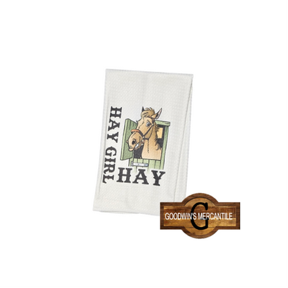 HAY GIRL HAY PRINTED TEA TOWEL