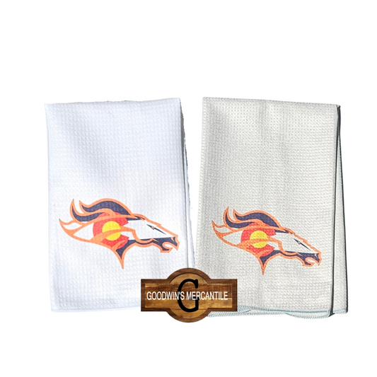 BRONCO COLORADO FLAG BLENDED AND PRINTED TEA TOWEL