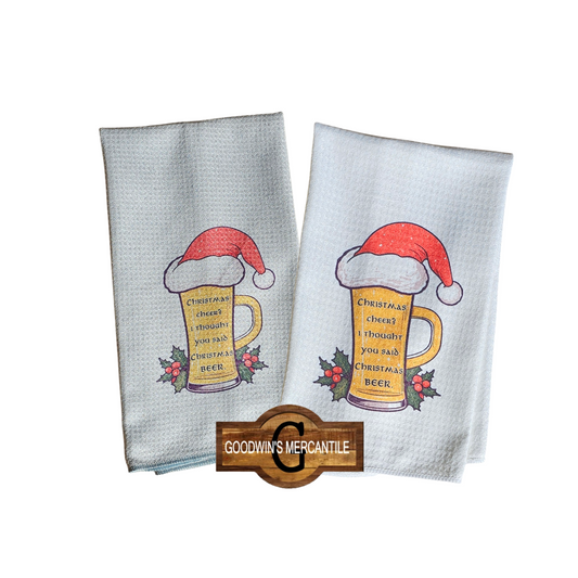 CHRISTMAS BEER PRINTED TEA TOWEL