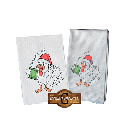 CHICKEN IT TWICE PRINTED TEA TOWEL