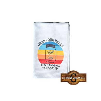 GRAB YOUR BALLS PRINTED TEA TOWEL