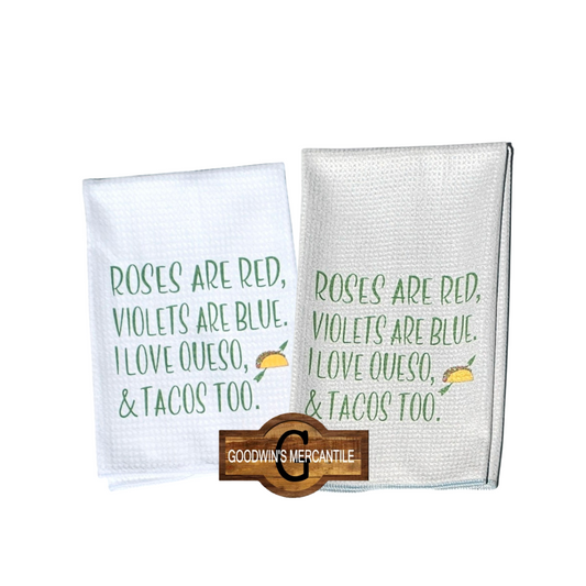 TACOS AND QUESO PRINTED TEA TOWEL