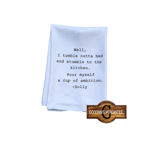 CUP OF AMBITION PRINTED TEA TOWEL