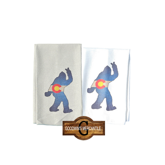 COLORADO FLAG BLENDED BIG FOOT PRINTED TEA TOWEL