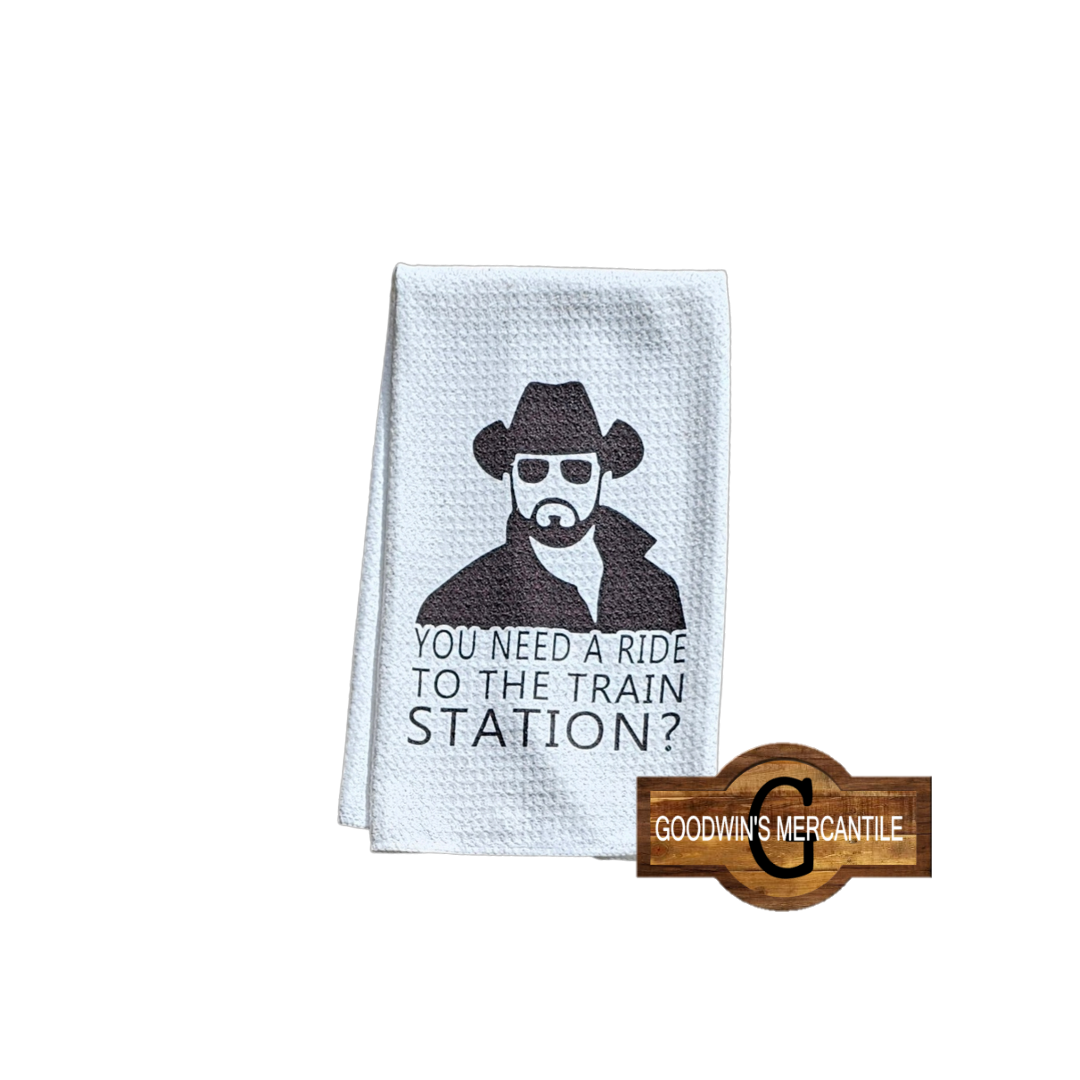 TRAIN STATION-RIP PRINTED TEA TOWEL