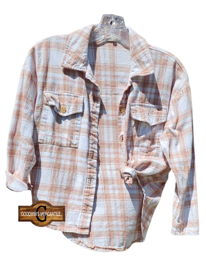CAMPING CREW UPCYCLED FLANNEL SHACKET SIZE YOUTH L