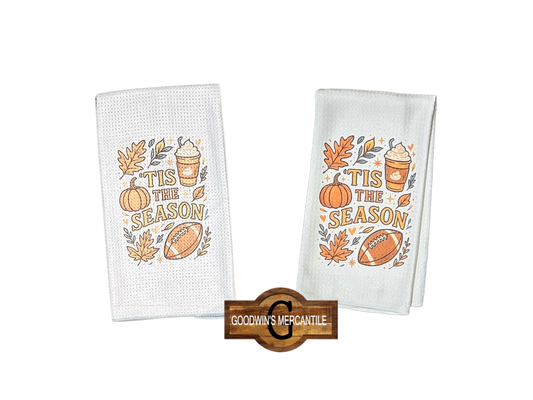 FALL FOOTBALL 'TIS THE SEASON PRINTED TEA TOWEL