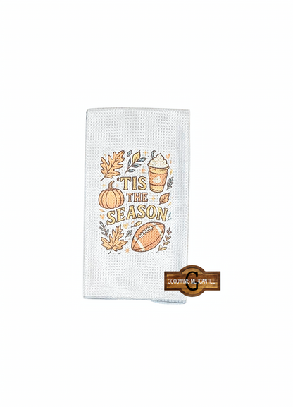 FALL FOOTBALL 'TIS THE SEASON PRINTED TEA TOWEL