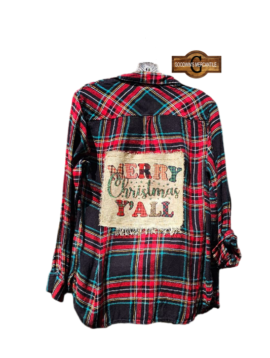 MERRY CHRISTMAS Y'ALL SHACKET SIZE MEDIUM