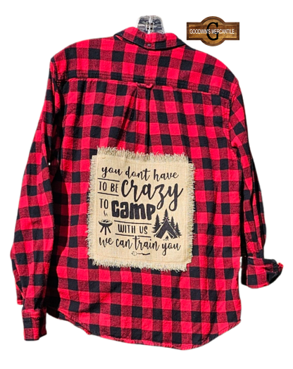 CRAZY TO CAMP WITH US SHACKET SIZE MED