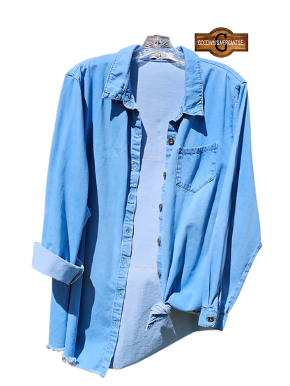 YOU MAY HAVE BEEN GIVEN A CACTUS DENIM SHACKET-SIZE 2XLARGE