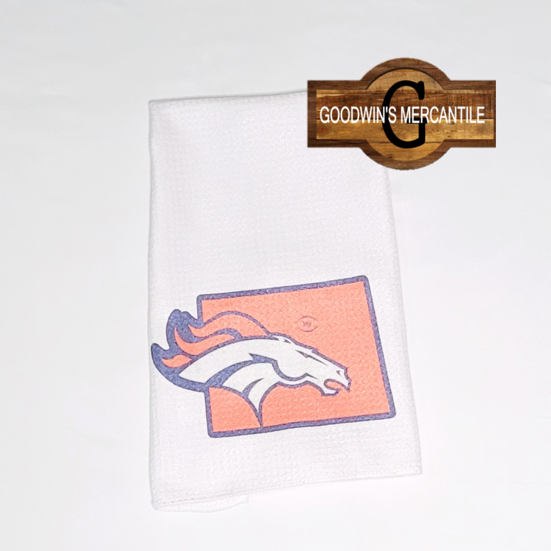 COLORADO STATE SHAPE BRONCO TEA TOWEL